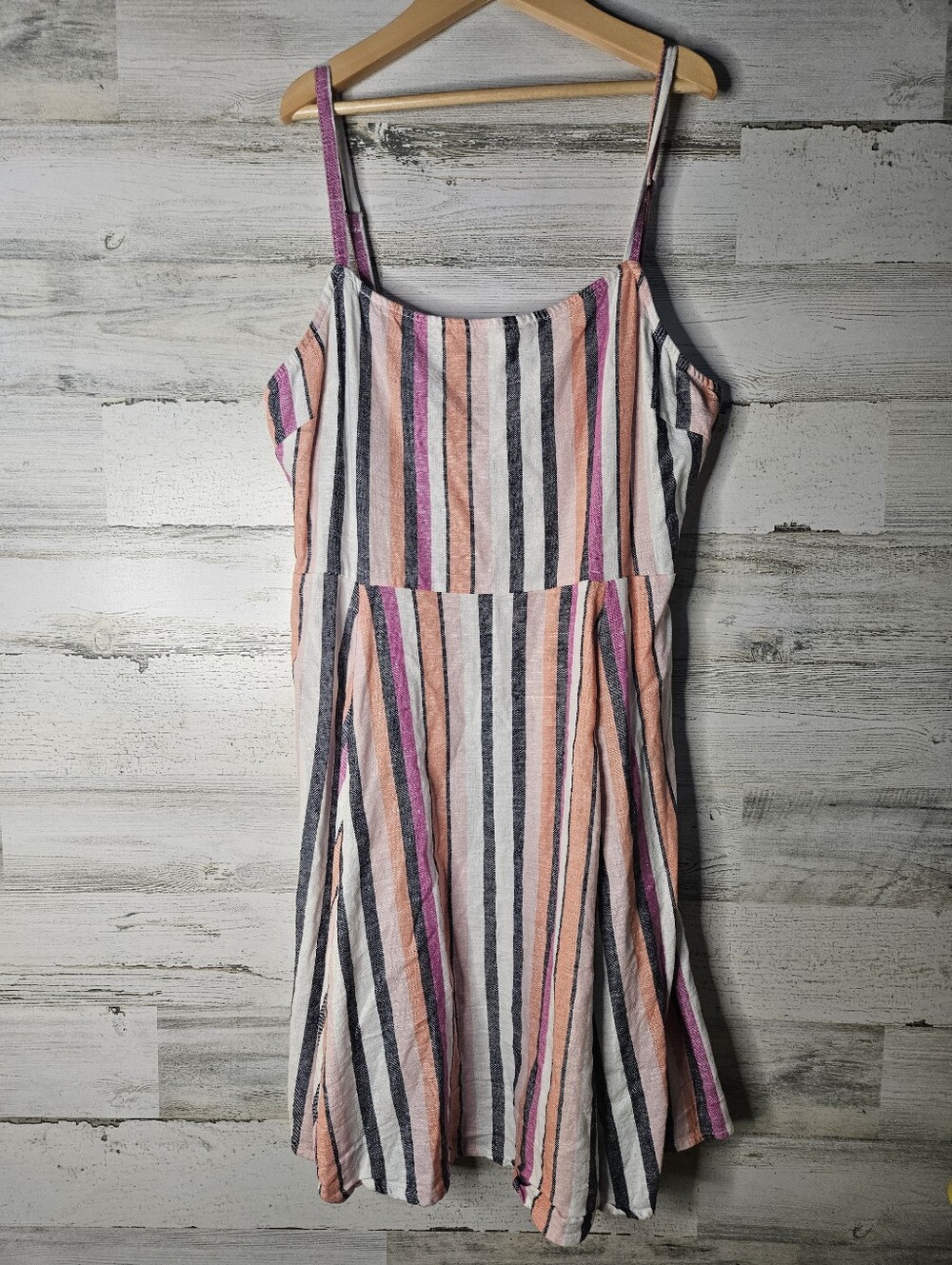 The Gap Stripe Linen Blend Dress Speghetti Strap Womens Medium